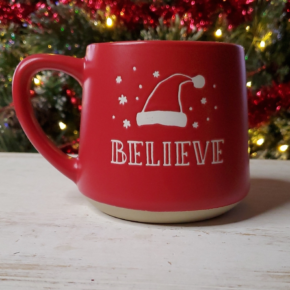 Red Believe Mug Santa Hat Cup Christmas Hot Cocoa Hot Chocolate